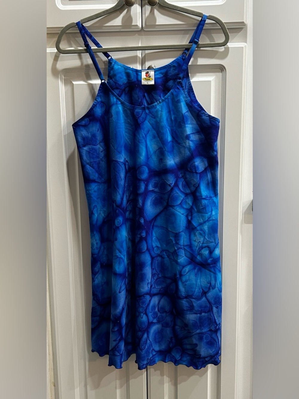 Rima Beachworld Blue Cover Up Dress Sz L Adjustable Straps